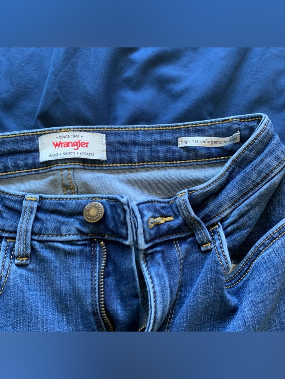 Wrangler Blue Denim High-Rise Unforgettable Skinny Jeans